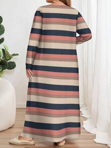 EMERY ROSE 加大码长袖圆领连衣裙，适合秋冬季 - 彩色 - 查看 2