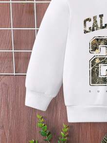 SHEIN 2 件套男婴休闲简约时尚 23 号图案连帽衫，适合春秋冬季 - 彩色 - 查看 3