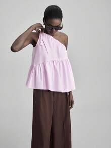 Ontre 女士秋冬斜肩蝴蝶结抽绳宽松上衣，都市通勤商务休闲衬衫，OL教师款，万圣节、圣诞派对优雅装扮 - 紫色 - 查看 7