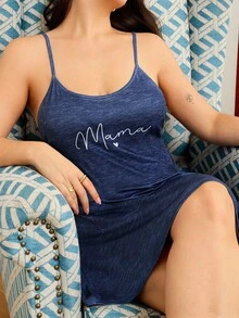 加大码女式美式休闲双口袋针织吊带睡袍女式睡衣裙女式睡裙加大睡裙加大睡裙背心睡袍 - 彩色 - 查看 6