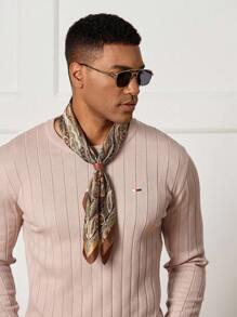 Manfinity CityGents Suéter Masculino Slim Fit de Gola Careca de Manga Longa Casual Old Money, Outono/Inverno - Multicolorido - Visão 4