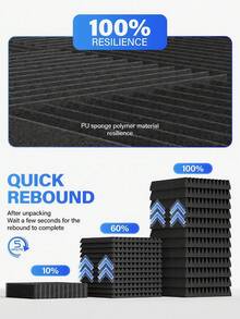 SHEIN ODEK PRETTY 48 Miếng - Tấm cách âm 12"X12"X1/2", Miếng xốp cách âm hình nêm giảm tiếng ồn và hấp thụ âm thanh cho phòng thu âm, phòng nhạc, phòng chơi game, podcasting | Tấm xốp cách âm mật độ cao (có keo hai mặt) - Nhiều màu - Xem 7