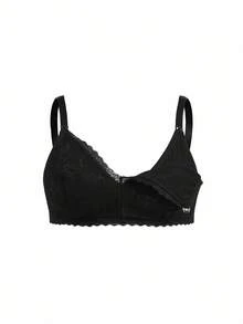 BloomMama Plus Size Maternity Solid Color Lace Nursing Bra