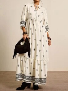 Freevana Váy in họa tiết Phục sinh theo phong cách phương Tây cỡ lớn cho kỳ nghỉ thường ngày Lễ hội âm nhạc Kỳ nghỉ xuân Trang phục Rave Boho Lễ hội Kỳ nghỉ xuân Phong cách Old Money dành cho phụ nữ Trang phục Rave thường ngày Trang phục hoa thanh lịch cho kỳ nghỉ Trang phục hòa nhạc cho phụ nữ Trang phục Rave cho lễ hội Trang phục hòa nhạc đồng quê Trang phục Nashville Trang phục Ibiza Trang phục West Wear dành cho phụ nữ Trang phục nghỉ dưỡng BOHO Váy maxi Boho cho phụ nữ - Đen và trắng - Xem 3