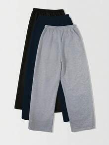 SHEIN Unity 3件套百搭简约黑、白、灰运动裤套装 - 彩色 - 查看 2