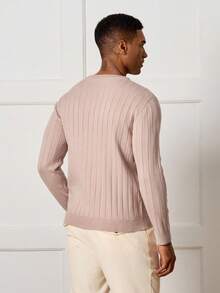 Manfinity CityGents Suéter Masculino Slim Fit de Gola Careca de Manga Longa Casual Old Money, Outono/Inverno - Multicolorido - Visão 2