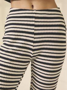Aralina 女式松紧腰条纹喇叭休闲裤