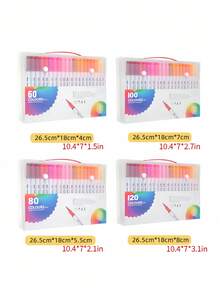 SHEIN Bộ bút dạ hai đầu 120/100/80/60/48/36/24/12 chiếc, Bộ bút dạ đầu mềm có thể giặt được, Nhiều mẫu mã để lựa chọn, Giấy vẽ không thấm nước, Bộ sưu tập nghệ thuật, Bút vẽ Graffiti, Bộ bút dạ màu nước, Bút màu dung lượng lớn chống nước, Quà tặng hoàn hảo, Bút dạ - Nhiều màu - Xem 6