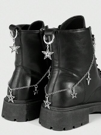 Grunge Punk 4 piezas de decoraciones de cadena con pentágrama de estilo punk para zapatos