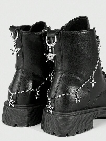 Grunge Punk 4 pièces Décorations de chaussures à chaîne de style punk pentagramme