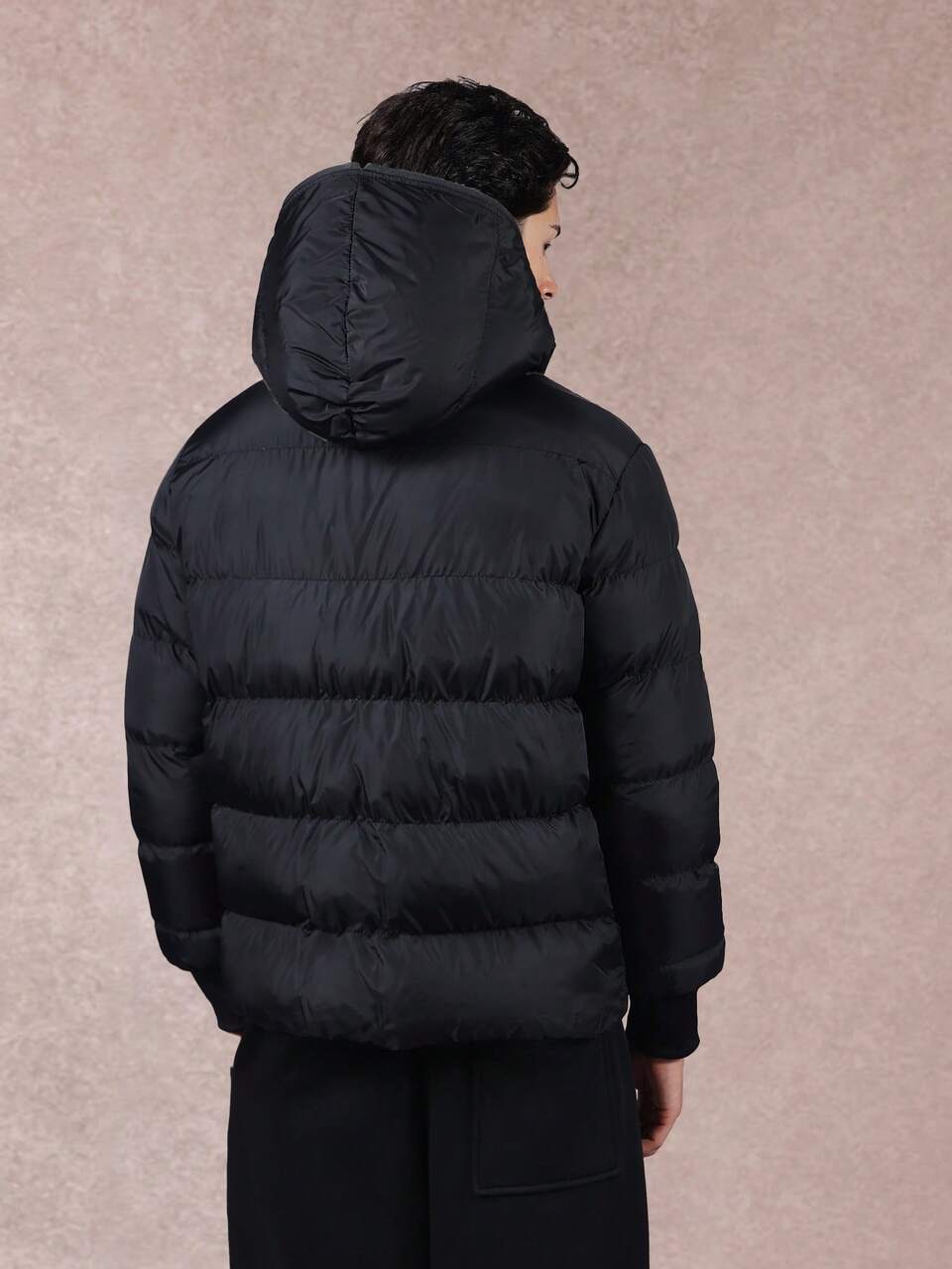 Quilted Puffer Jacket With Hood And Zip Pockets