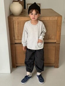 DAZY 2 piezas Conjunto de otoño para niños, sudadera holgada casual y pantalones harén para niños pequeños, estilo japonés - Albaricoque - Ver 3