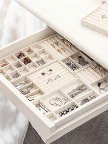 1/5 pezzi Vassoio espositore per gioielli, Scatola organizer per gioielli, Scatola contenitore per cosmetici, Vassoio organizer per cosmetici, Scatola espositore per anelli, Vassoio organizer per anelli, Scatola espositore per collane, Vassoio organizer per collane, Scatola di stoccaggio beige, Gioielli, Profumi, Cancelleria. Un regalo perfetto per le donne., Per vacanze al mare, Collezione bagno, Collezione camera da letto, Capacità elevata - Multicolore - Visualizzare 6