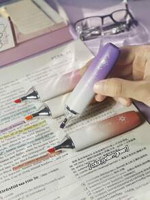 4 Piezas/Set Resaltador con Protección Visual de Color Degradado, Bolígrafo Marcador para Estudiantes, Bolígrafo de Colores para Planificador, Resaltador de Punta Ancha de Gran Capacidad, Vuelta a Clases. - Multicolor - Ver 2