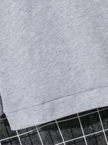 SHEIN 2pcs Tween Boy Stand Collar Sweatshirt With Cargo Pockets & Sweatpants Set, Casual Tracksuit Suitable For Autumn/Winter Leisure, Sports, School Fall - Grey - View 4