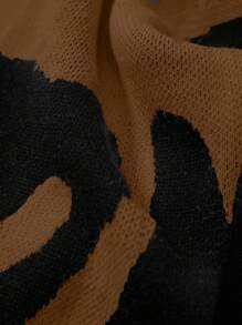 SHEIN Cottnline Men's Printed Drop Shoulder Sweater - Khaki - View 4