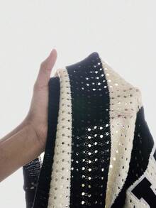 ROMWE MEN Prep 男士条纹字母刺绣毛衣，适合情人节、秋冬季节穿着，长袖上衣 - 黑色 - 查看 9