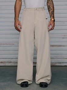 AXEPEAK Męskie spodnie casualowe o prostym, luźnym kroju ze szlufkami na pasek, idealne na jesień - Morela - Zobacz 3