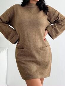 EURMUSE Women's Casual Pocket Sweater, Daily Wear, Comfortable, Fall, Winter - Brown - View 4