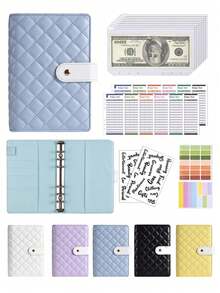 1Set A6 PU Leather Binder Planner, Budget 6 Ring Notebook With Stylish Design, Multi-Functional Personal Organizer Binder, Cash Budget Folder, Complete Money Planner Organizer Expense Tracker, Saving And Budgeting - Multicolor - View 1