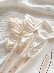 SHEIN 3pcs/Set Newborn Baby Girls' Cute Cartoon Pattern Knitted Rompers, Summer Graphic - Multicolor - View 7