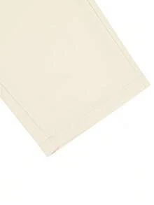 Manfinity Homme Men's Solid Color Drawstring Waist Pocket Straight Leg Casual Pants, For Fall - Beige - View 7