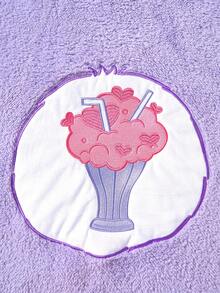 SHEIN X Care Bears Women's Cartoon Embroidered Fluffy Long Sleeve Hooded Sweatshirt