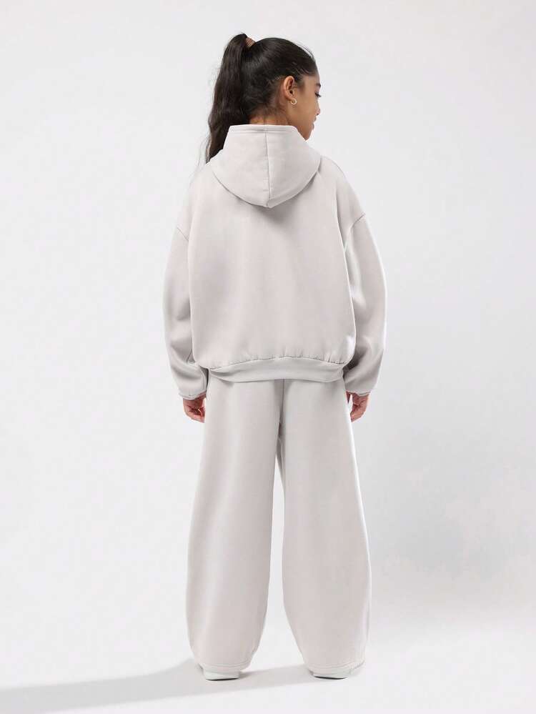 Chicago Print Hooded Sweatshirt And Wide Leg Pants Set