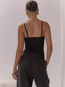 MUSERA Ruched Bust Bra Strap High Leg Bodysuit Classy Sexy Night Out Occasion Vacation Autumn Layered Winter Party Elegant - Black - View 2