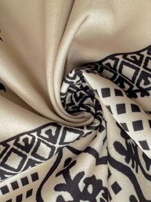 EMERY ROSE Đầm Maxi Tay Dài Cổ Chữ V Dáng Ôm, Thanh Lịch, Rộng Rãi, Họa Tiết Hoa Cho Nữ - Màu Khaki - Xem 4