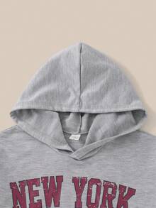 Tween Girls Casual Printed Hoodie & Cargo Pants Set - Burgundy - View 5