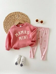 SHEIN Babygirl 可爱字母印花长袖卫衣套装，秋冬