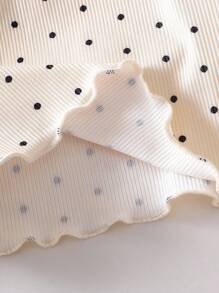 SHEIN Vintaside Kids 女婴圆点印花圆领长袖T恤和裤子两件套 - 彩色 - 查看 4