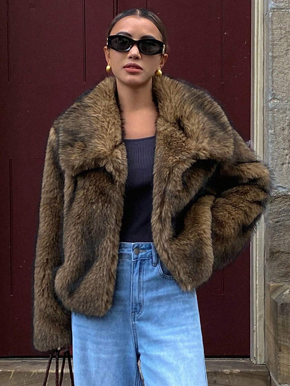 Women's Faux Fur Short Jacket, Thick & Stylish Regular Coat For Winter