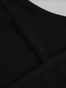 SHEIN LUNE Conjunto de 2 piezas de camiseta sin mangas de talla grande con parches de encaje y unicolor para mujer - Burdeos - Ver 3