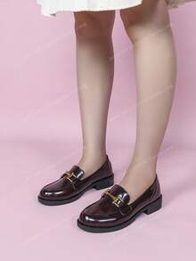 CUCCOO CURVES Sandálias Slip-On Beges Elegantes de Uso Diário para Uso Externo, Viés Largo, Bico Apontado, Oca, Malha, Adequadas para as Quatro Estações - Vinho - Visão 3