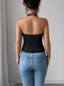 Elenzga Sleeveless Fabric Patchwork Korean Velvet Leopard Print Tie Bow Elegant Romantic Delicate Women Tank Top