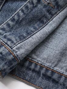 Livesso 秋冬新款宽松休闲厚款缀饰女士牛仔夹克外套 - 藍色 - 查看 6