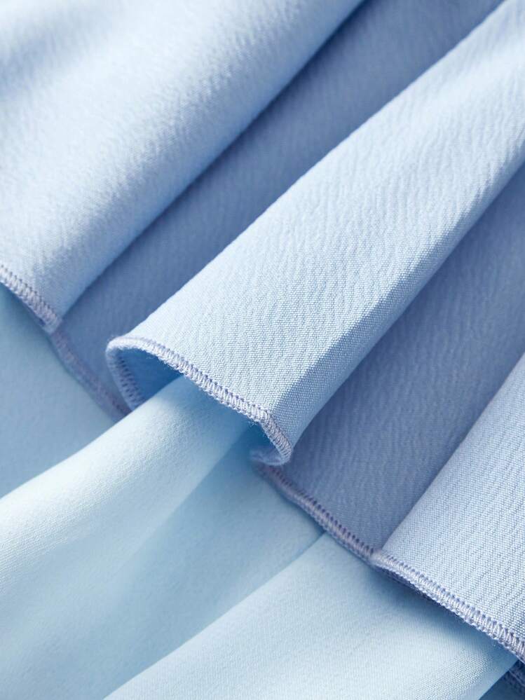 Tween Girl 甜美荷叶边吊带背心，夏季 - 淺藍色 - 查看 4