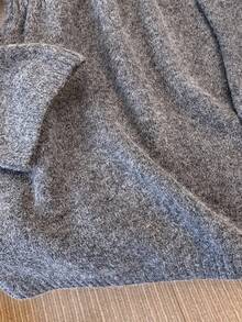 Franclia 女士秋冬新款法式优雅休闲设计独特百搭精致修身款式独特金属纽扣毛衣裙 - 深灰色 - 查看 7