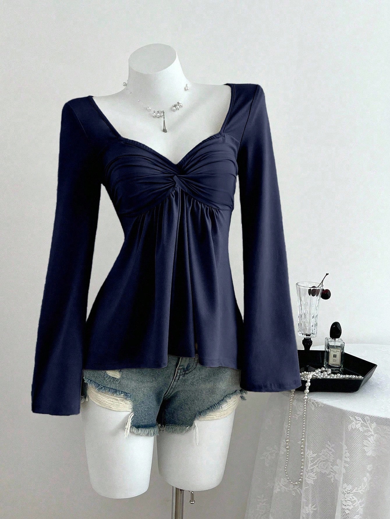 Twist Front V-Neck T-Shirt