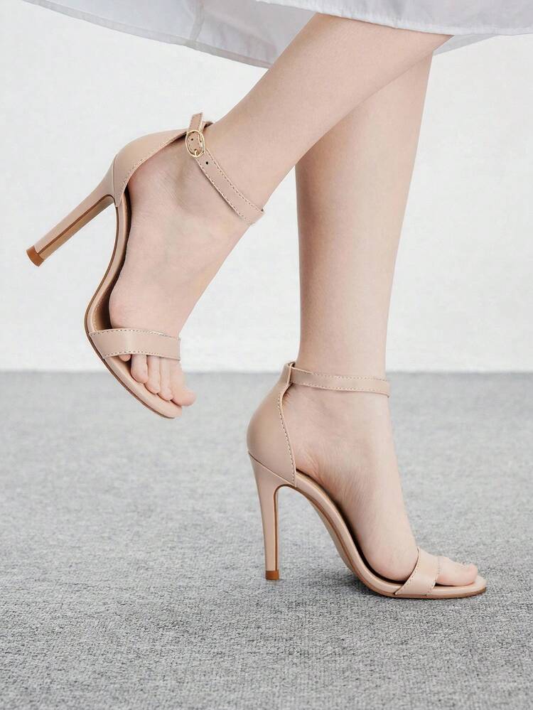 CUCCOO BIZCHIC Fashionable Casual Versatile Minimalist Solid Color Open Toe Women Heeled Sandals For Christmas Summer Shoes