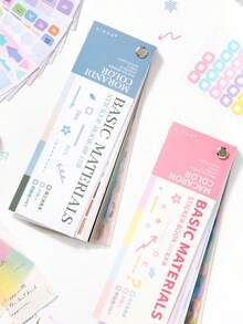 SHEIN 彩色卡基础贴纸书，极简主义高美感计划簿材料，数字和圆点手工DIY贴纸学校用品