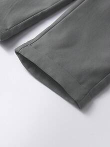 SHEIN Young Boy's Casual Comfortable Solid Color Pants - With Single Button Decor, Slanted Pockets, Elastic Waist Design, Suitable For Daily Wear, Travel, Parties And Festivals, Fashion Versatile, School, Campus, College,ChicAutumn,Halloween, Christmas Fall Winter - Dark Grey - View 5