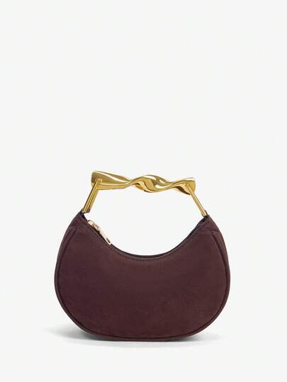 Maija 女士，女式手提包，绒面革，复古，金色五金手柄，时尚，优雅，简约，个性化，多功能，经典，适合通勤、办公室、约会、日常、购物、下午茶