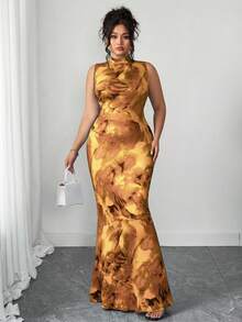 Elenzga Halloween Plus Size Dresses - Yellow - View 4