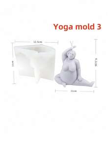 Moule en silicone pour bougie représentant des femmes rondes en posture de yoga 3D. Outil pour cire de soja, plâtre, savon fait maison. Parfait pour la décoration d'intérieur et les diffuseurs de parfum - Blanc - Voir 22