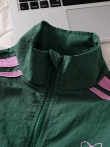 SHEIN Casual Outdoor Daily Versatile Zip-Up Long Sleeve Tween Girls Coats Fall Winter