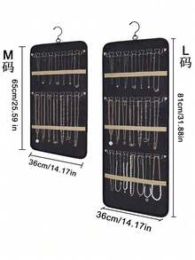 大容量珠宝收纳袋 - 双面壁挂式壁橱收纳，带挂钩，可挂耳环/项链/戒指 | 防尘优质涤纶门收纳袋（黑色情人节礼物创意） - 淡紫色 - 查看 6