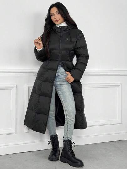 DAZY Damjacka med lång ärm, lös midja, enfärgad, lös jacka, höst-/vinterjackor för kvinnor